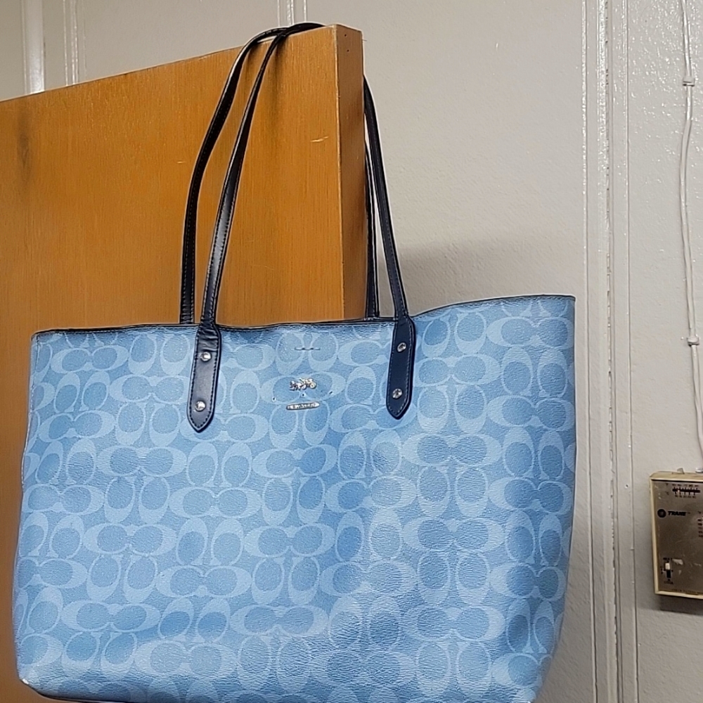 Denim blue Coach tote bag